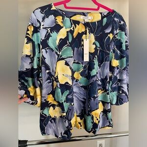 Chico's Multicolor Flower Leaf Print Blouse